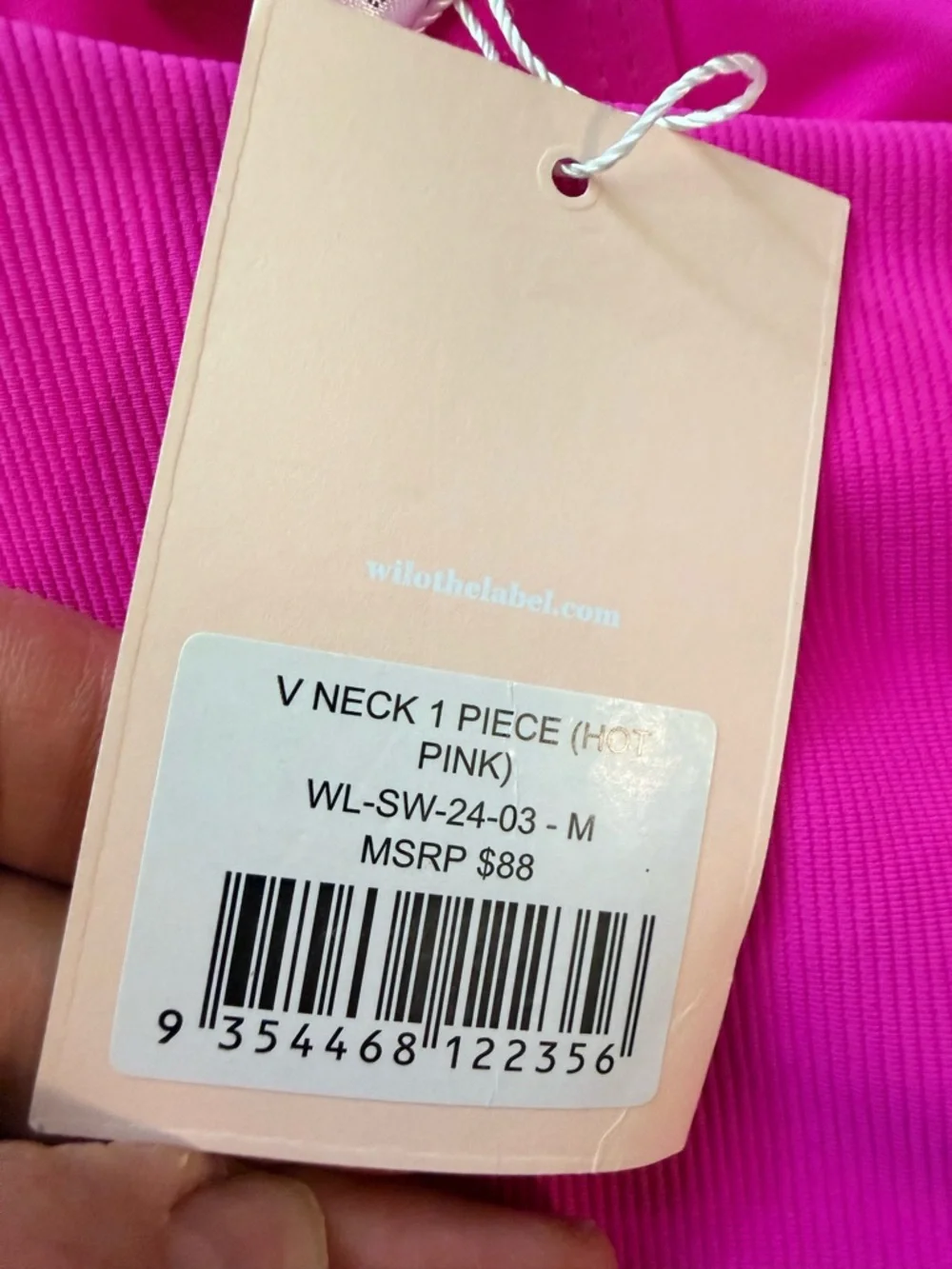 Wilo The Label Hot Pink One Piece Swimsuit V-Neck Crisscross Back Size Medium‎